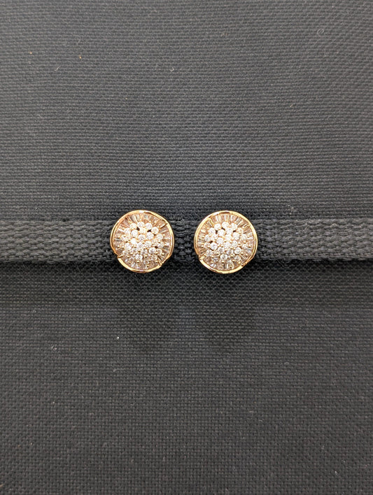 Curvy Round gold plated CZ Stud Earrings