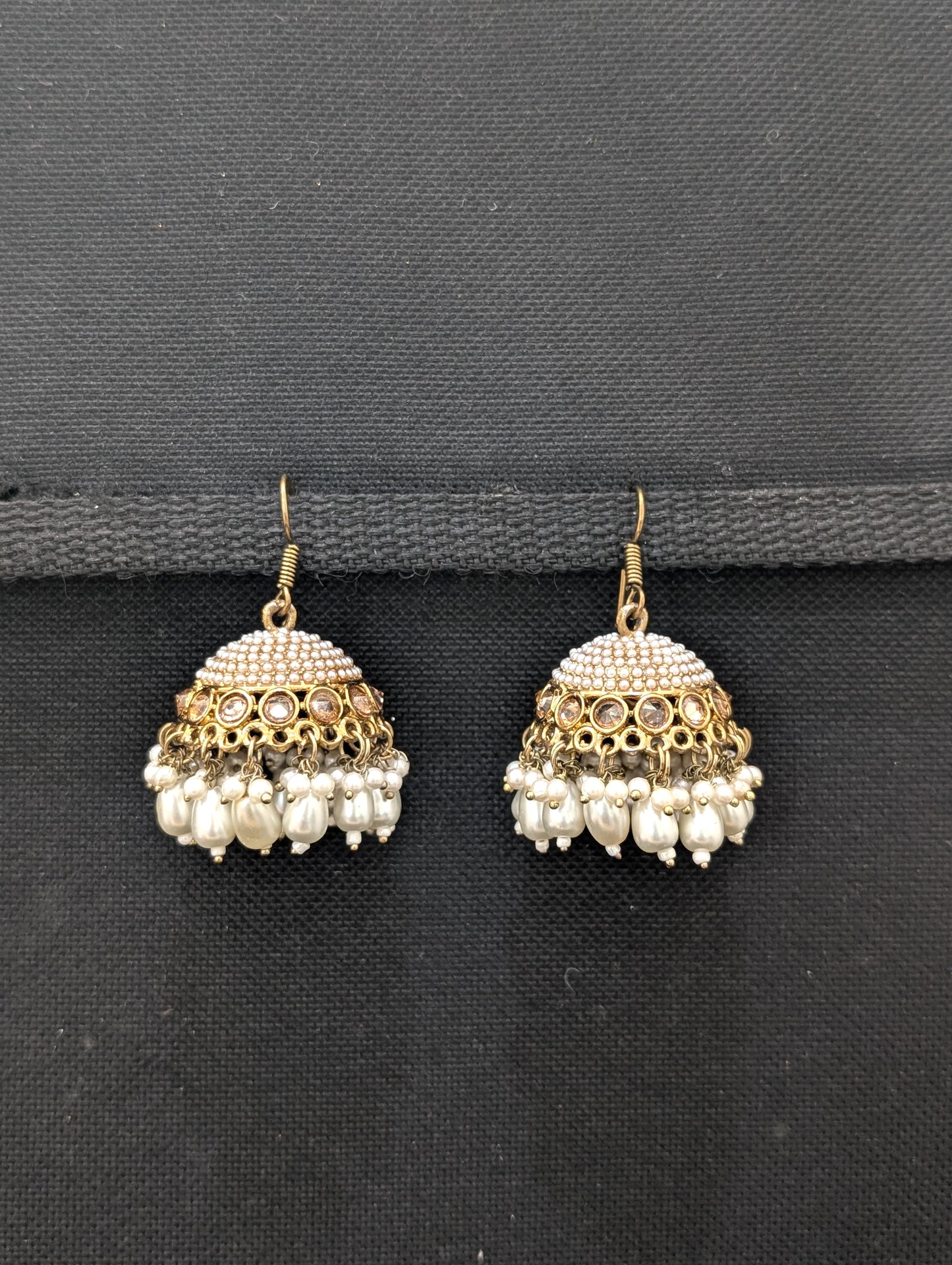 Mehandi Gold plated hook drop large jhumka