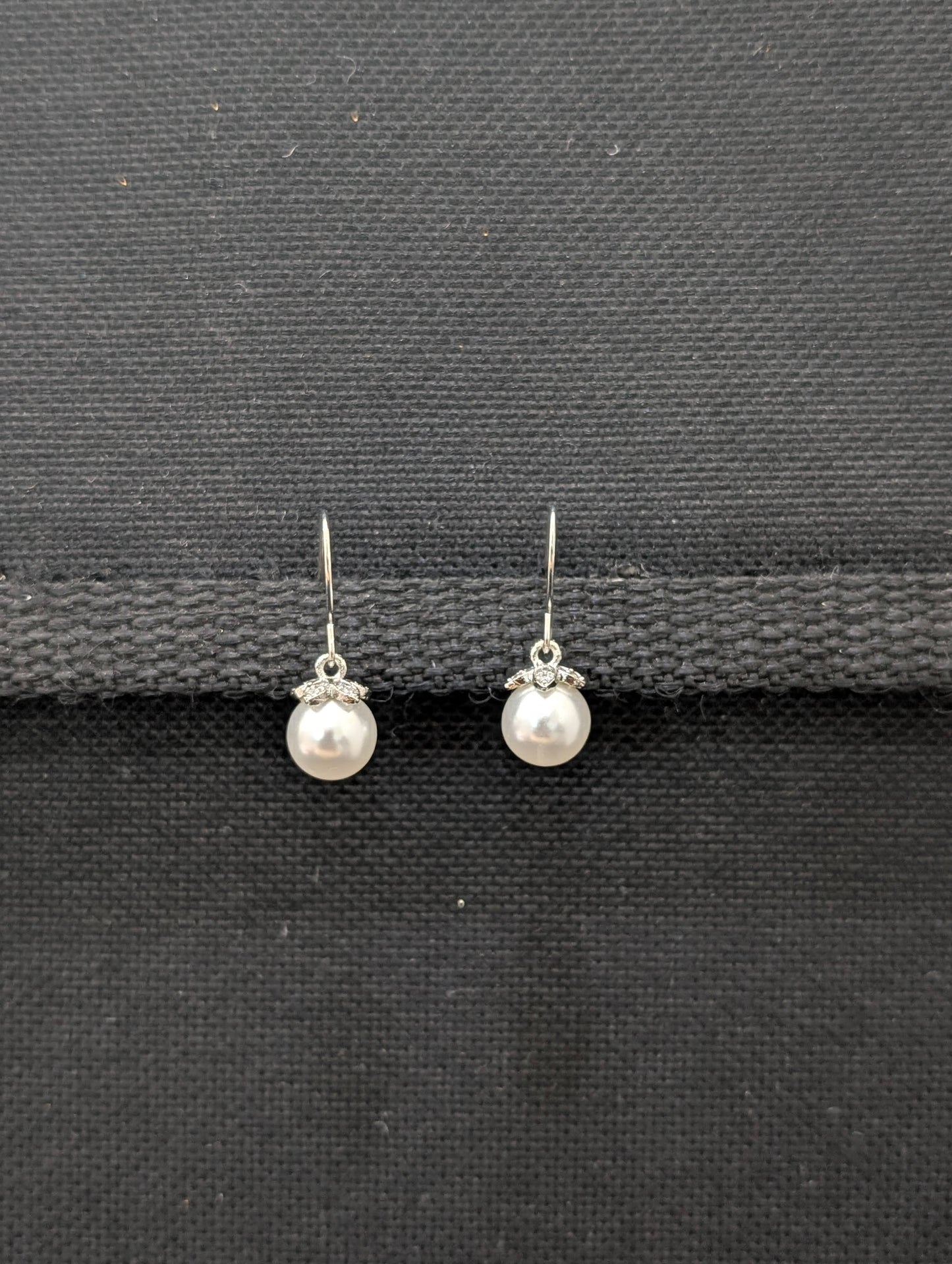 White gold plated Pearl CZ Earrings