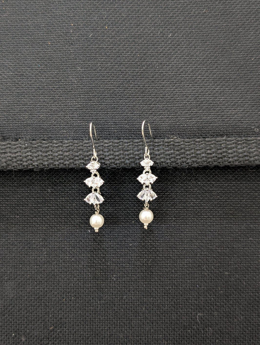 White gold plated CZ Dangle Earrings