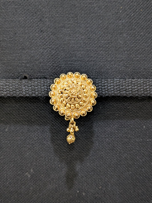 Gold plated Small Round Clip on Hair Brooch