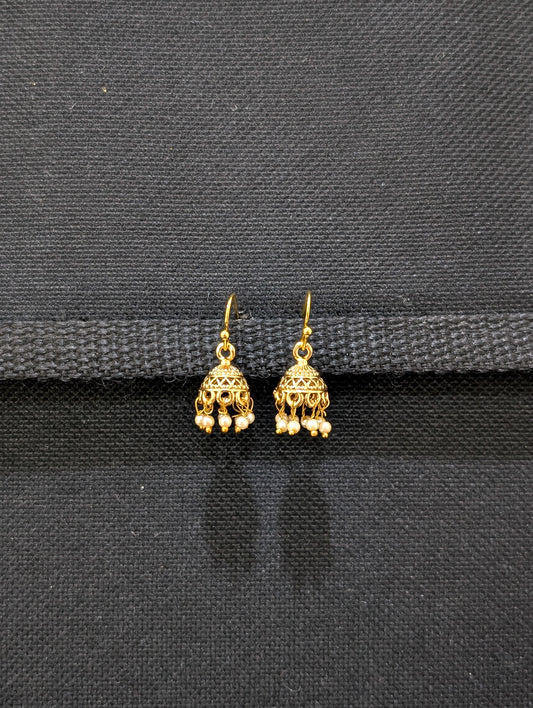 Gold plated mini hook drop jhumka