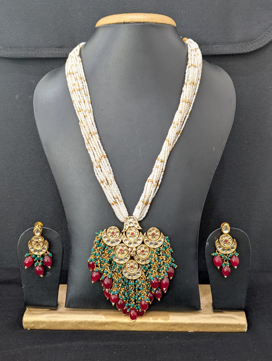 Kundan Long Haar Necklace and Earrings set