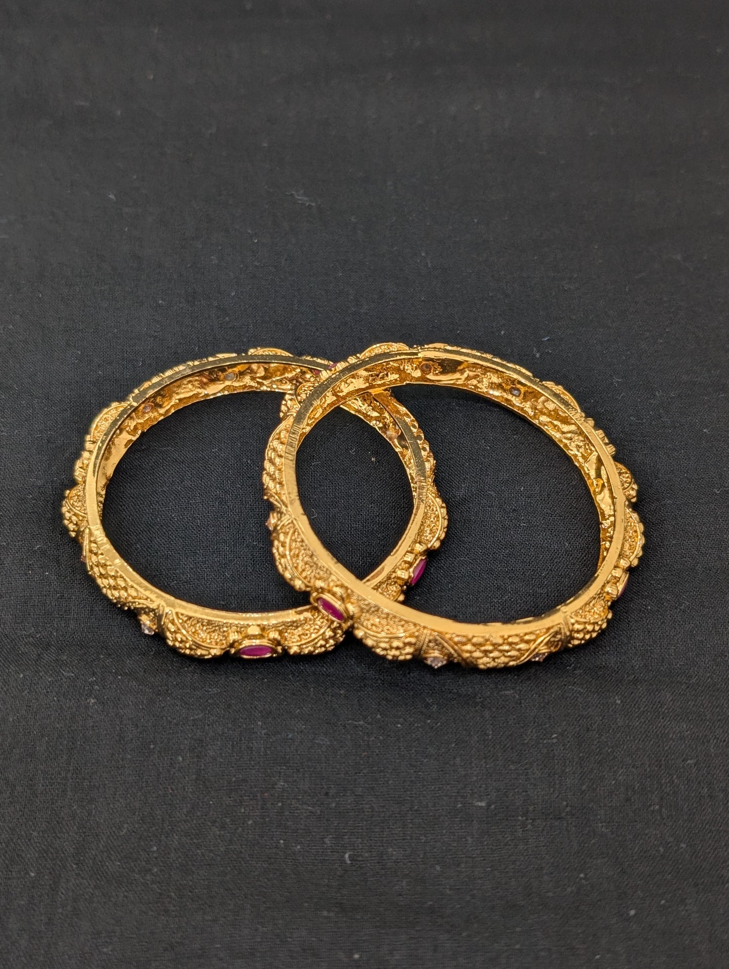 Gold plated Polki Pair bangles - D1