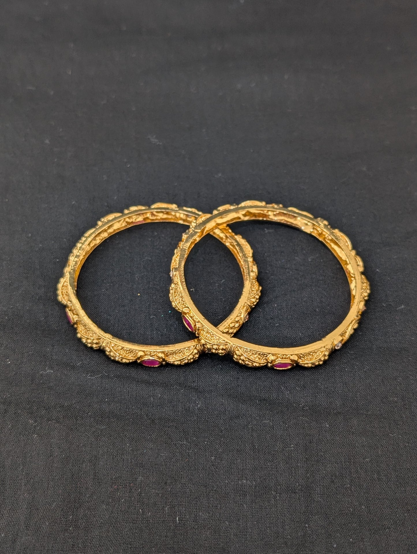 Gold plated Polki Pair bangles - D2