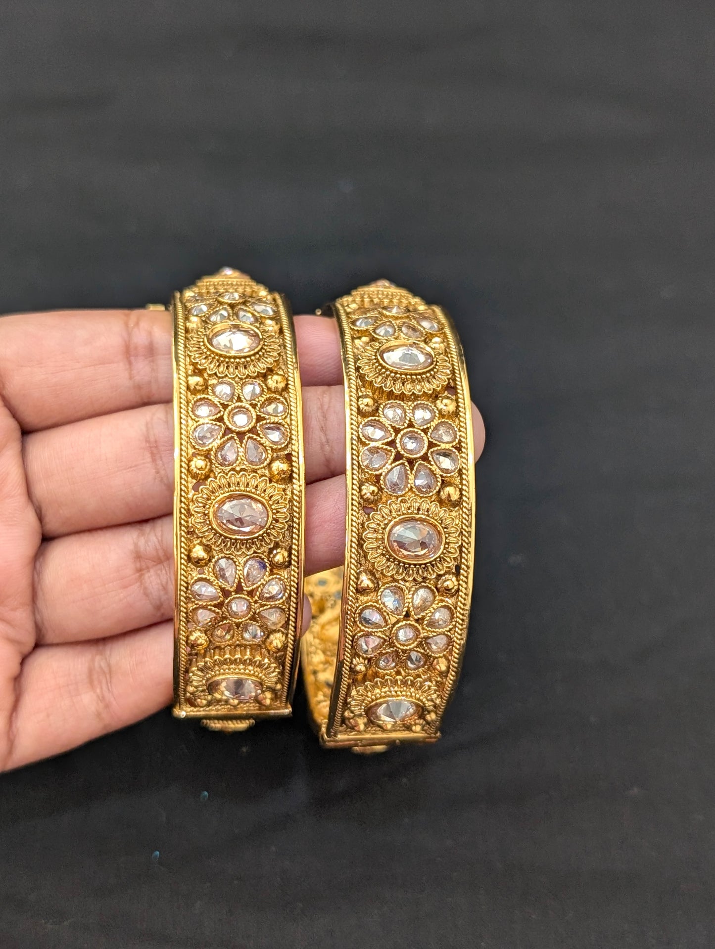 Polki stone Traditional Bangles - Design 1