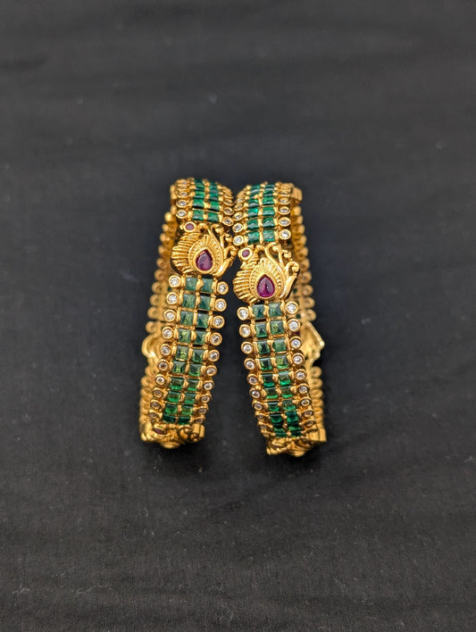 Antique Kemp and CZ stone Broad Bangles