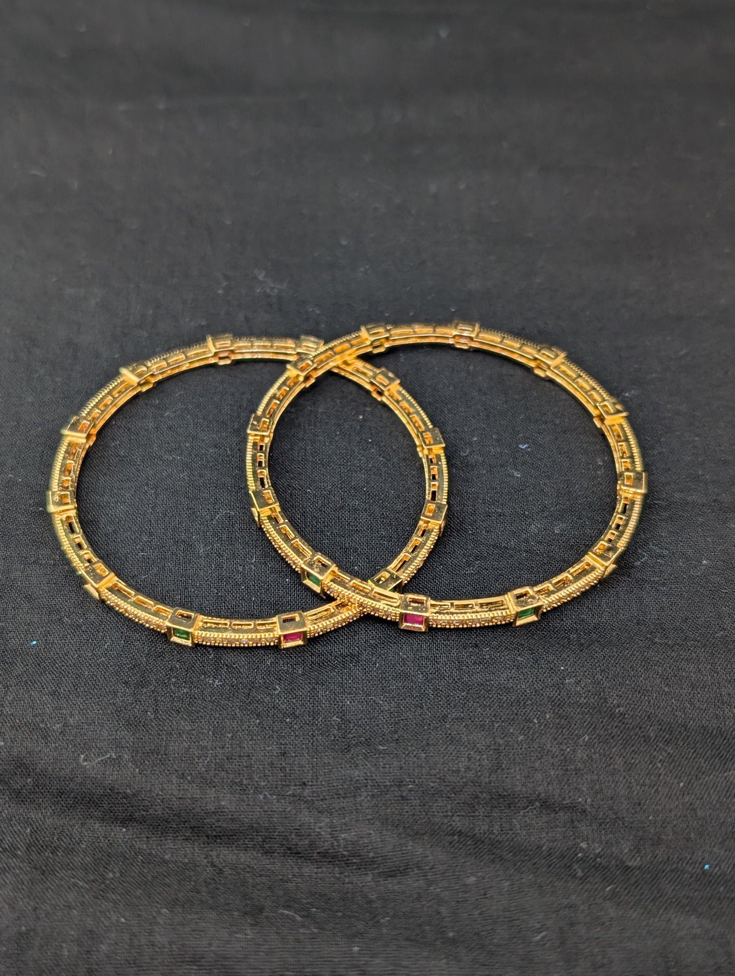 Square design CZ bangles - Set of 2 - 2x6 size