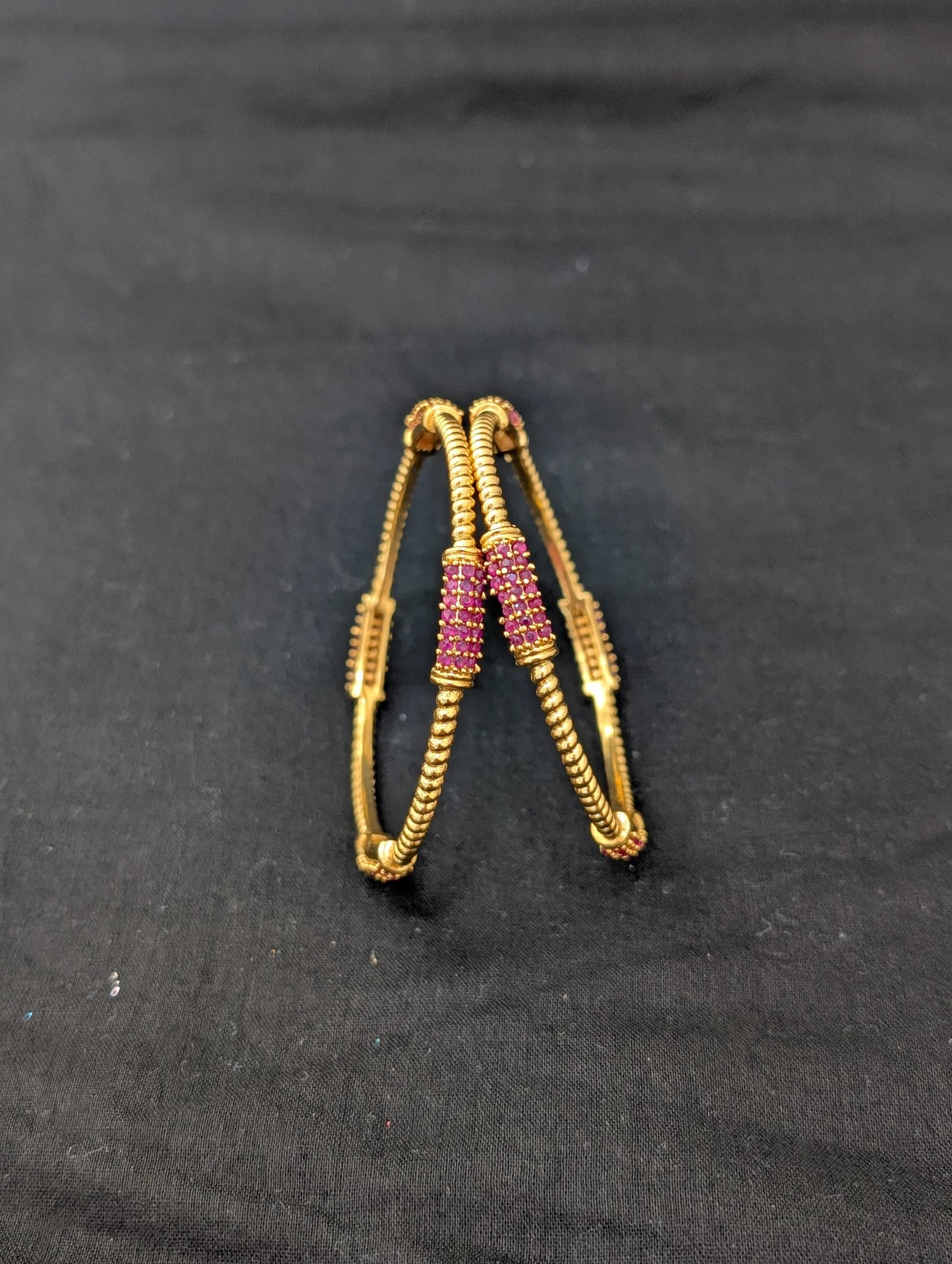 Alternate Rectangle design CZ bangles - Set of 2 - 2x4 size