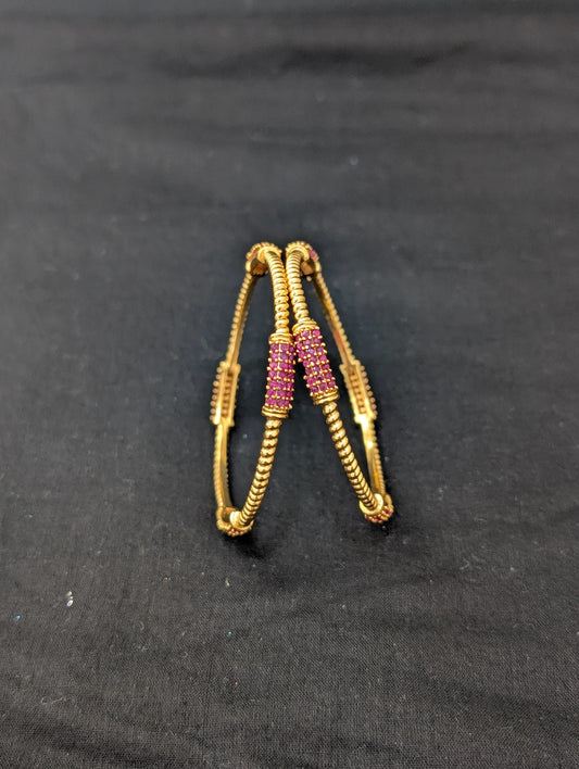 Alternate Rectangle design CZ bangles - Set of 2 - 2x4 size