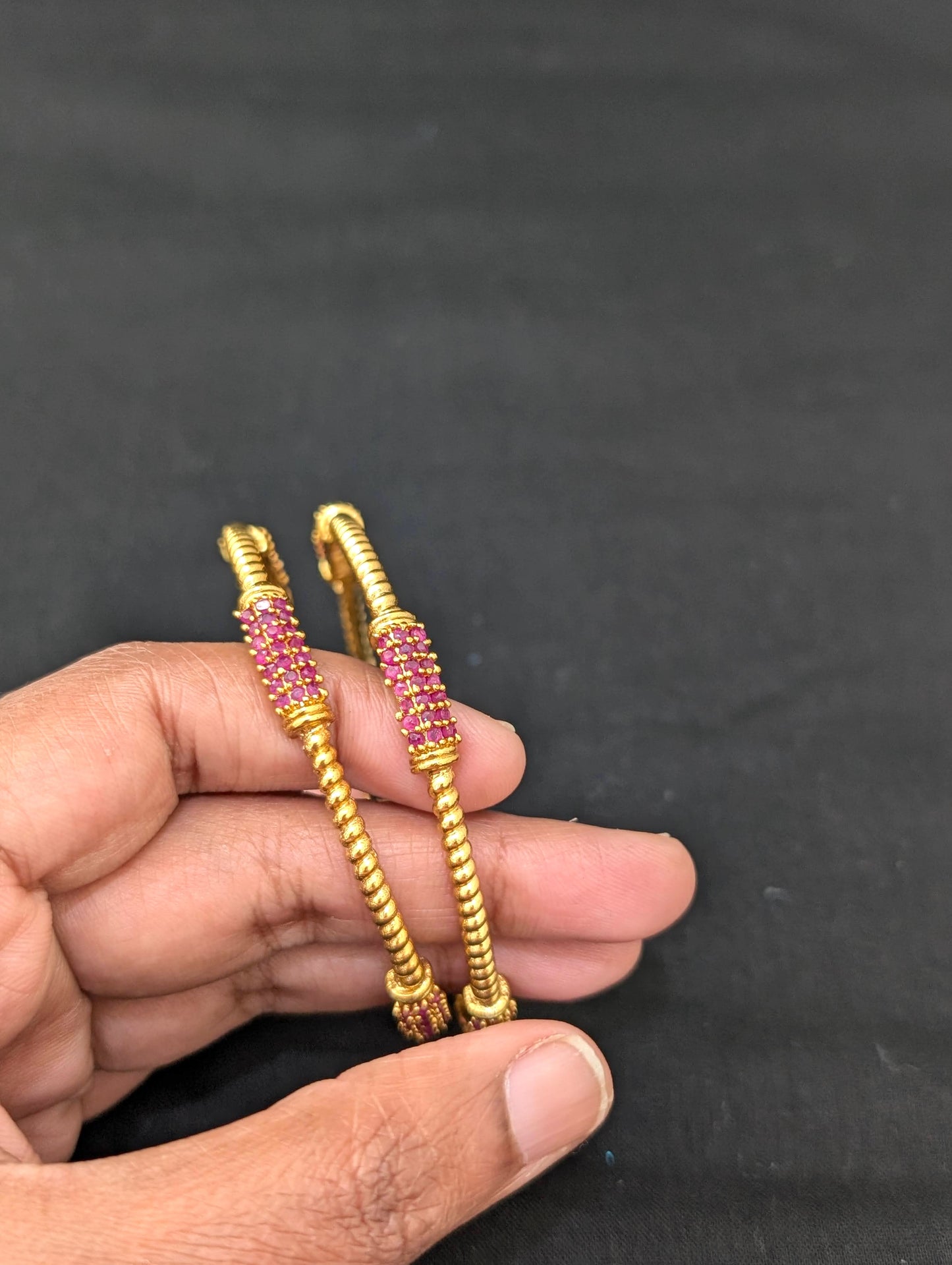 Alternate Rectangle design CZ bangles - Set of 2 - 2x4 size