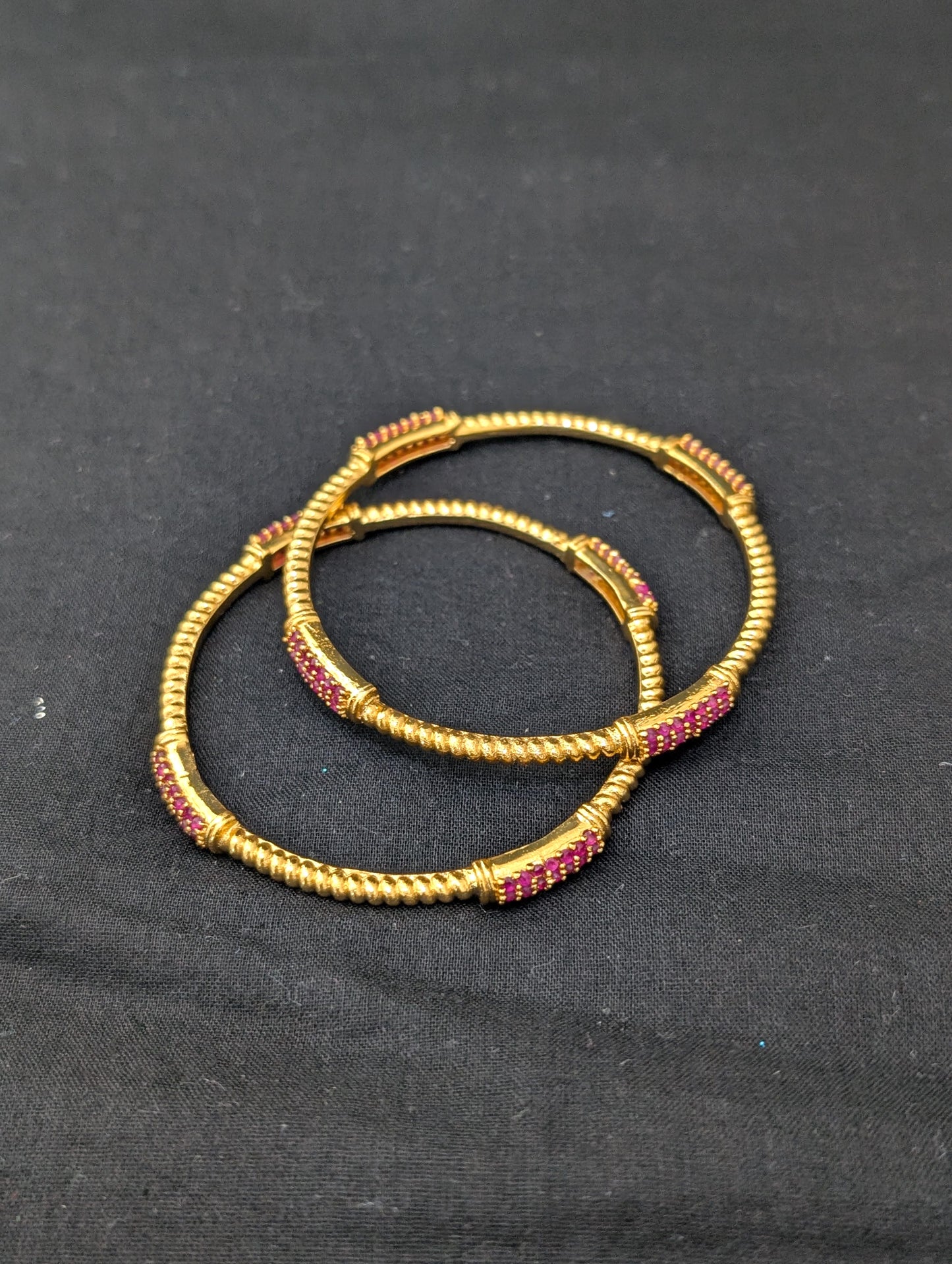 Alternate Rectangle design CZ bangles - Set of 2 - 2x4 size