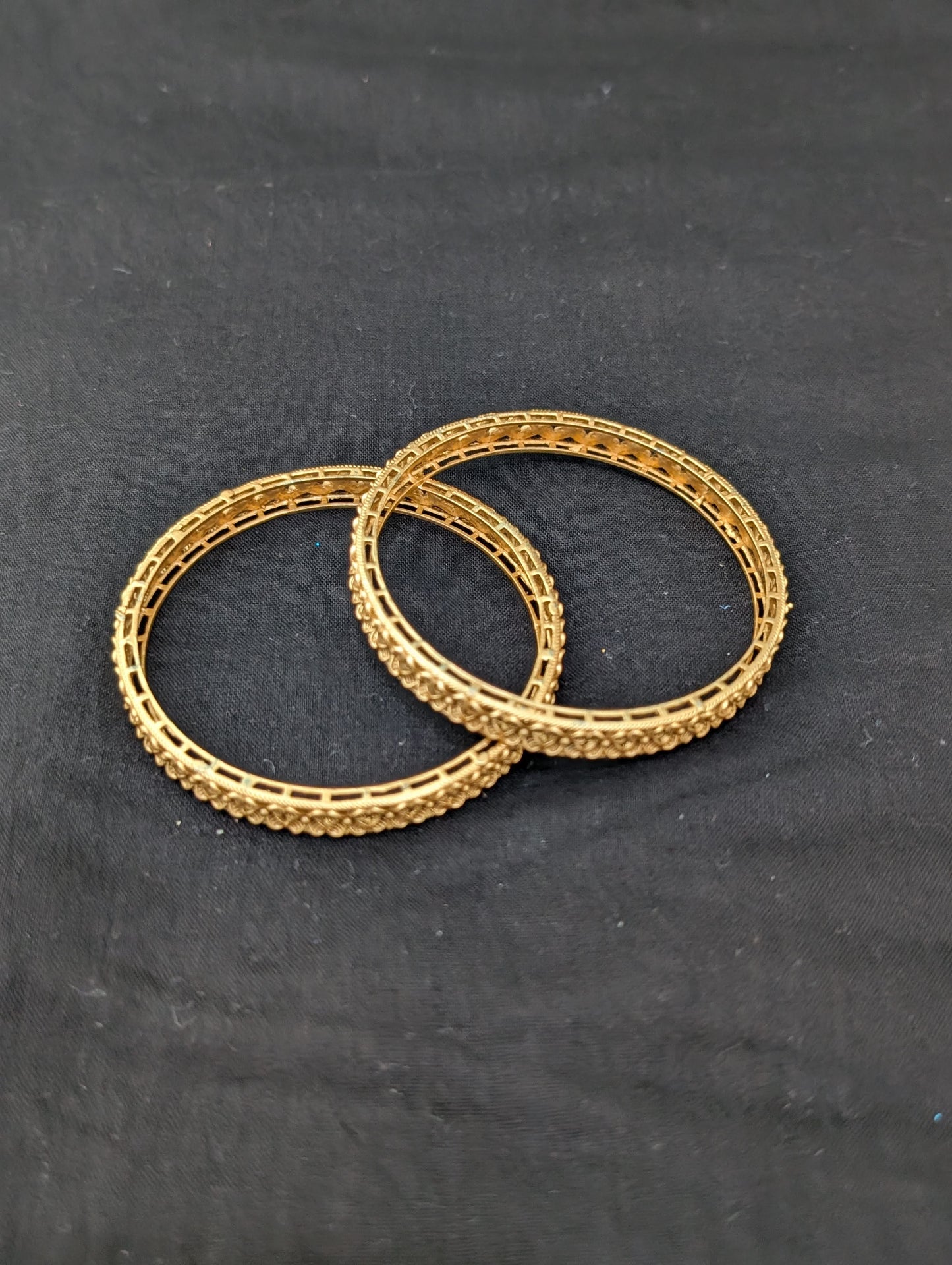 Matte Gold plated flower design Traditional Pair Bangles