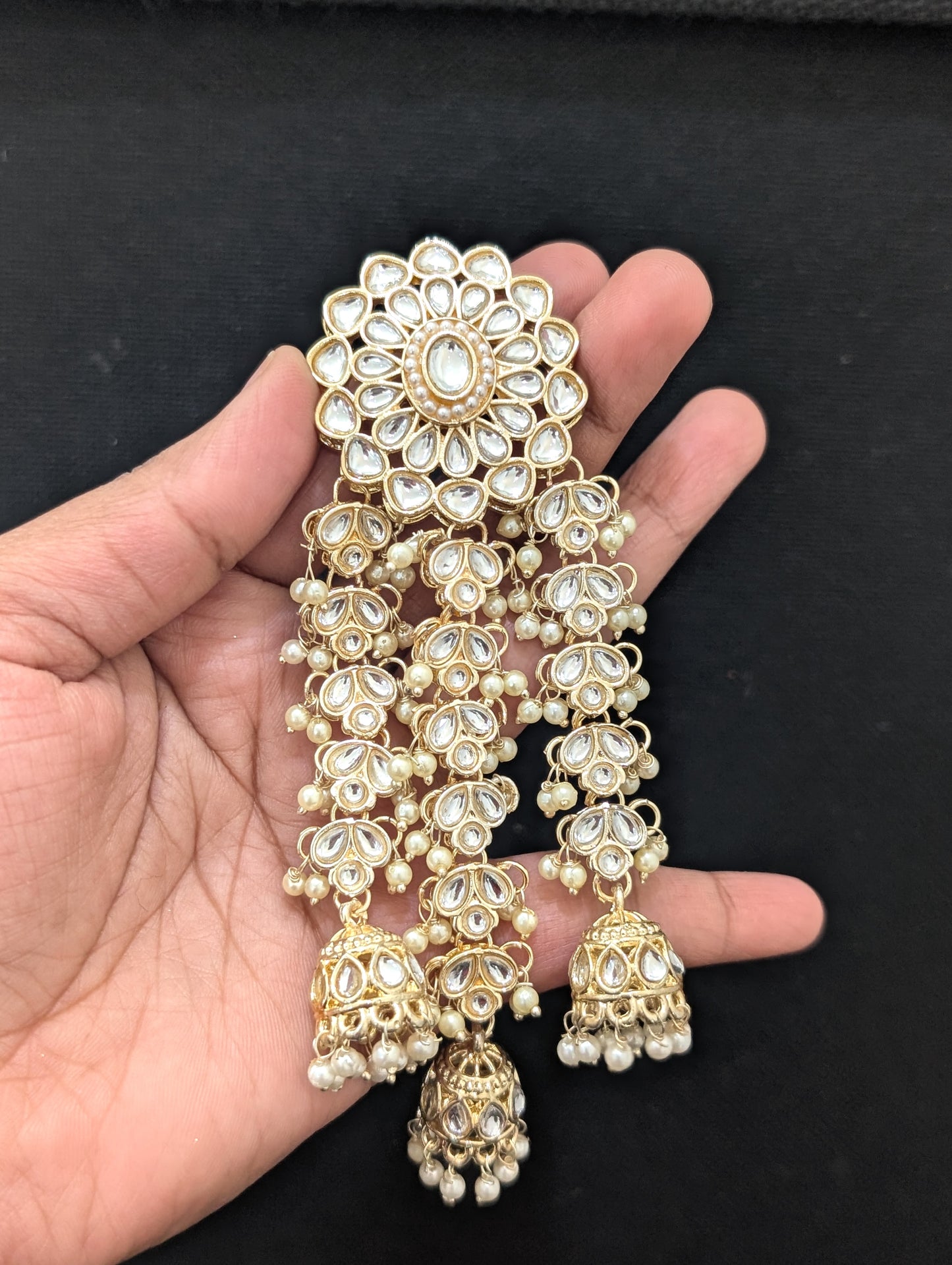 Kundan Bridal Clip on Hair brooch - D4