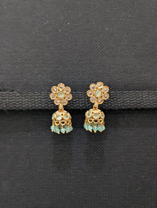 Small Flower design Polki Jhumka Earrings