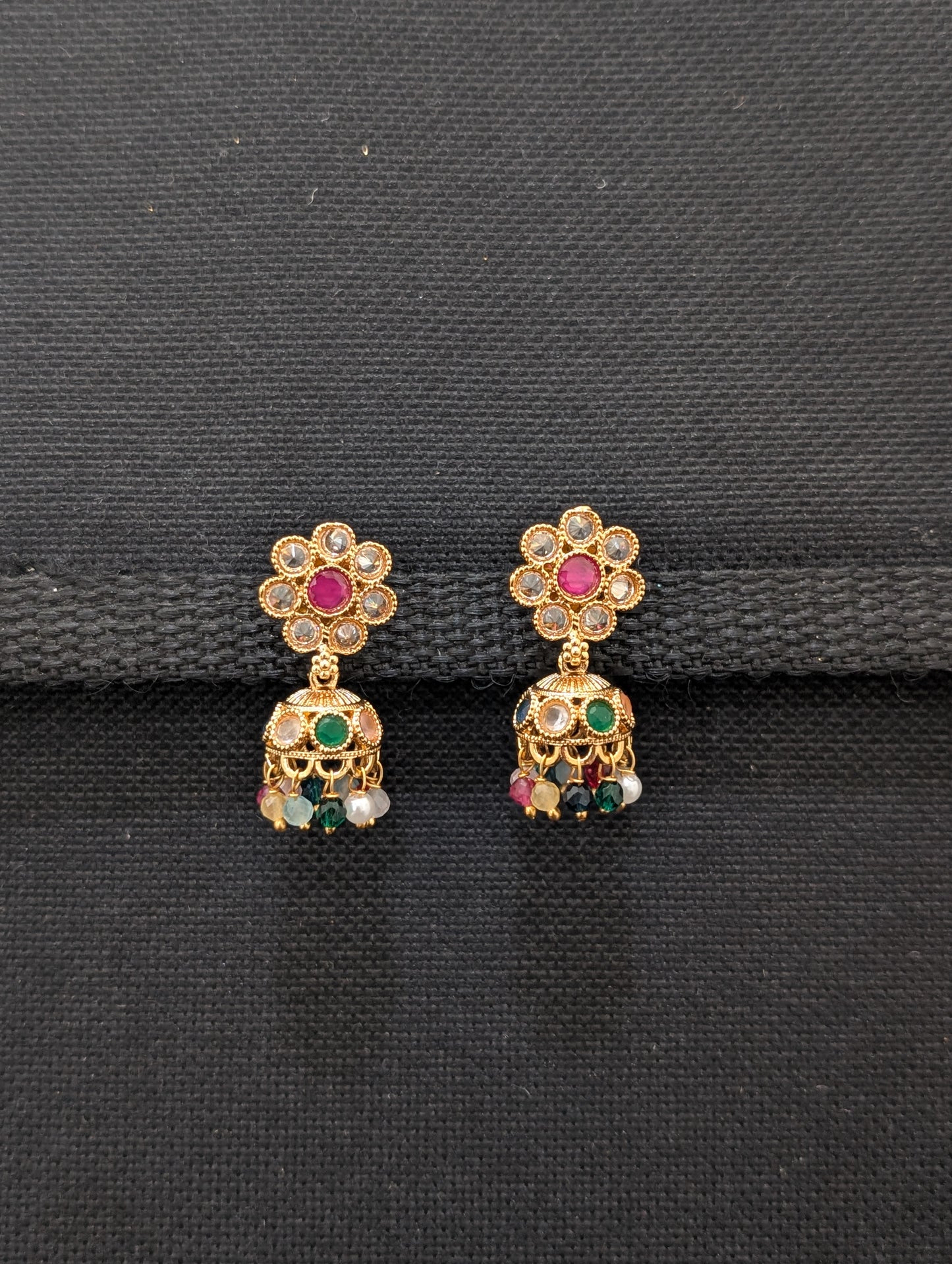 Small Flower design Polki Jhumka Earrings