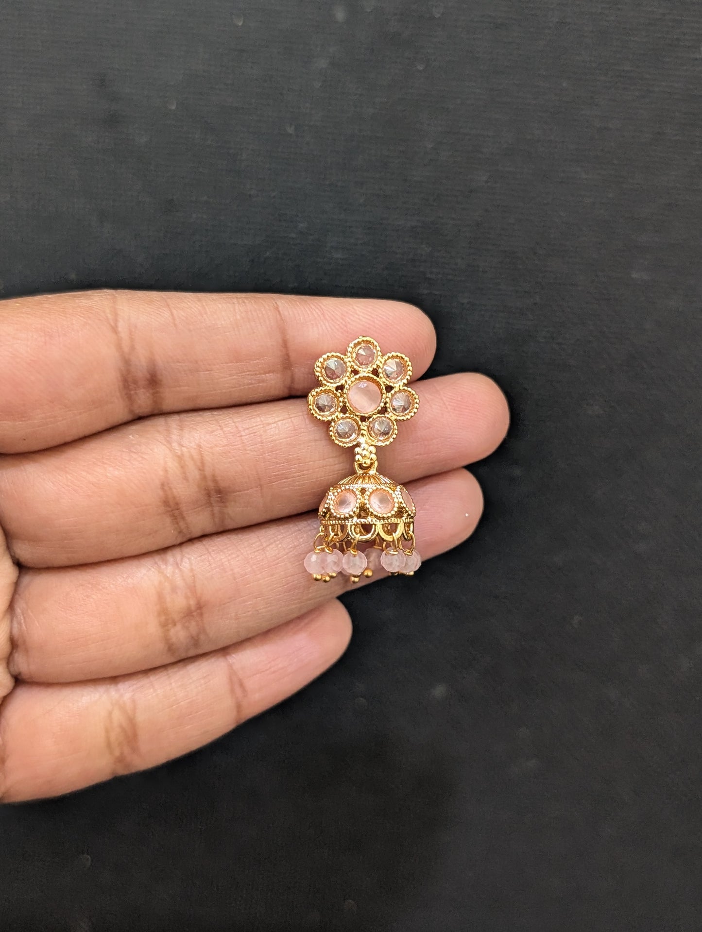 Small Flower design Polki Jhumka Earrings