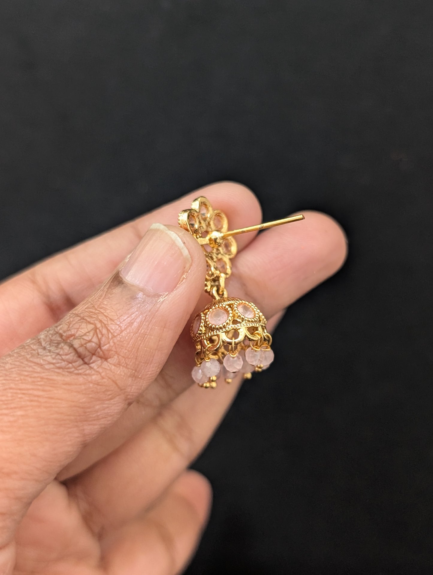 Small Flower design Polki Jhumka Earrings
