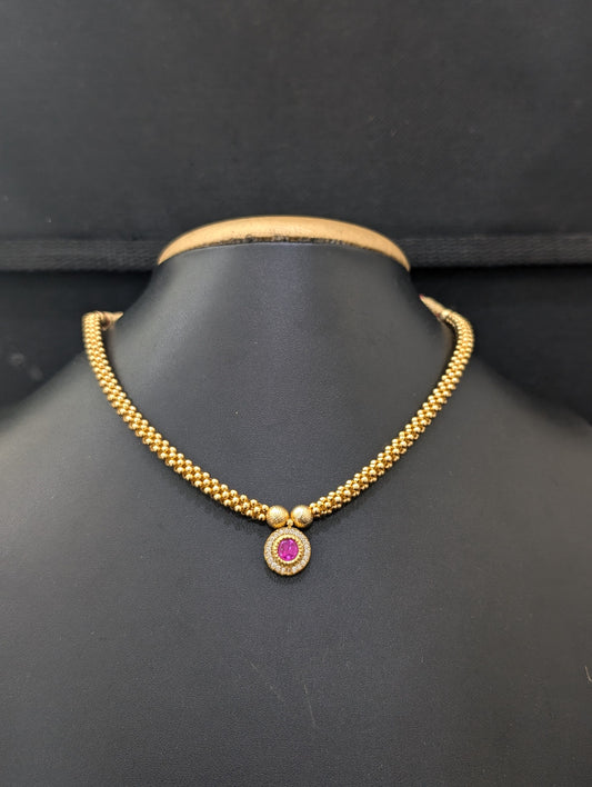 Micro gold plated Small Pendant Choker necklace