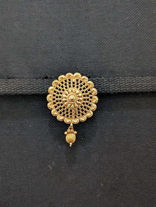 Gold plated Filigree Round Clip on Hair Brooch