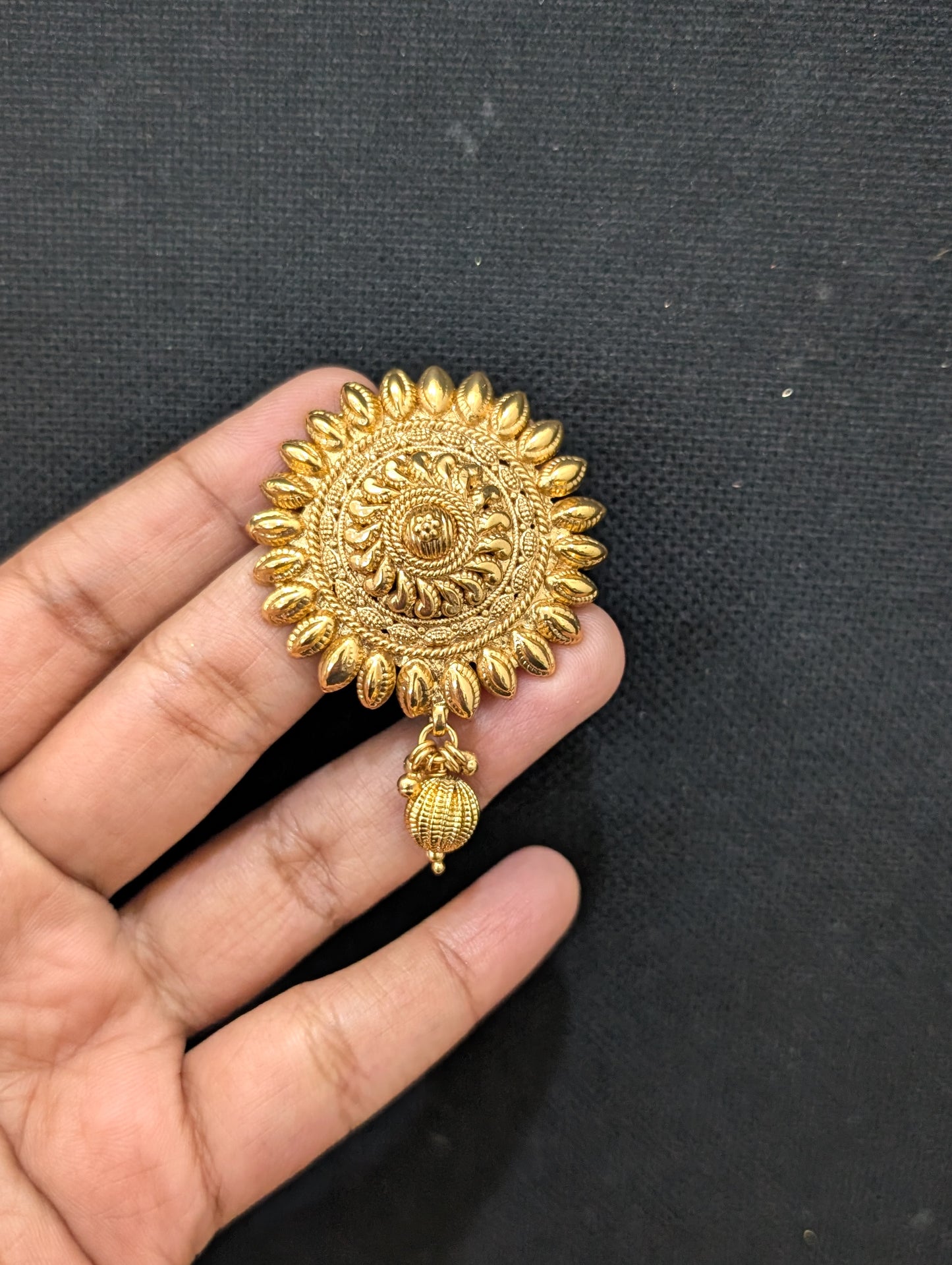 Gold plated Sunflower Clip on Hair Brooch