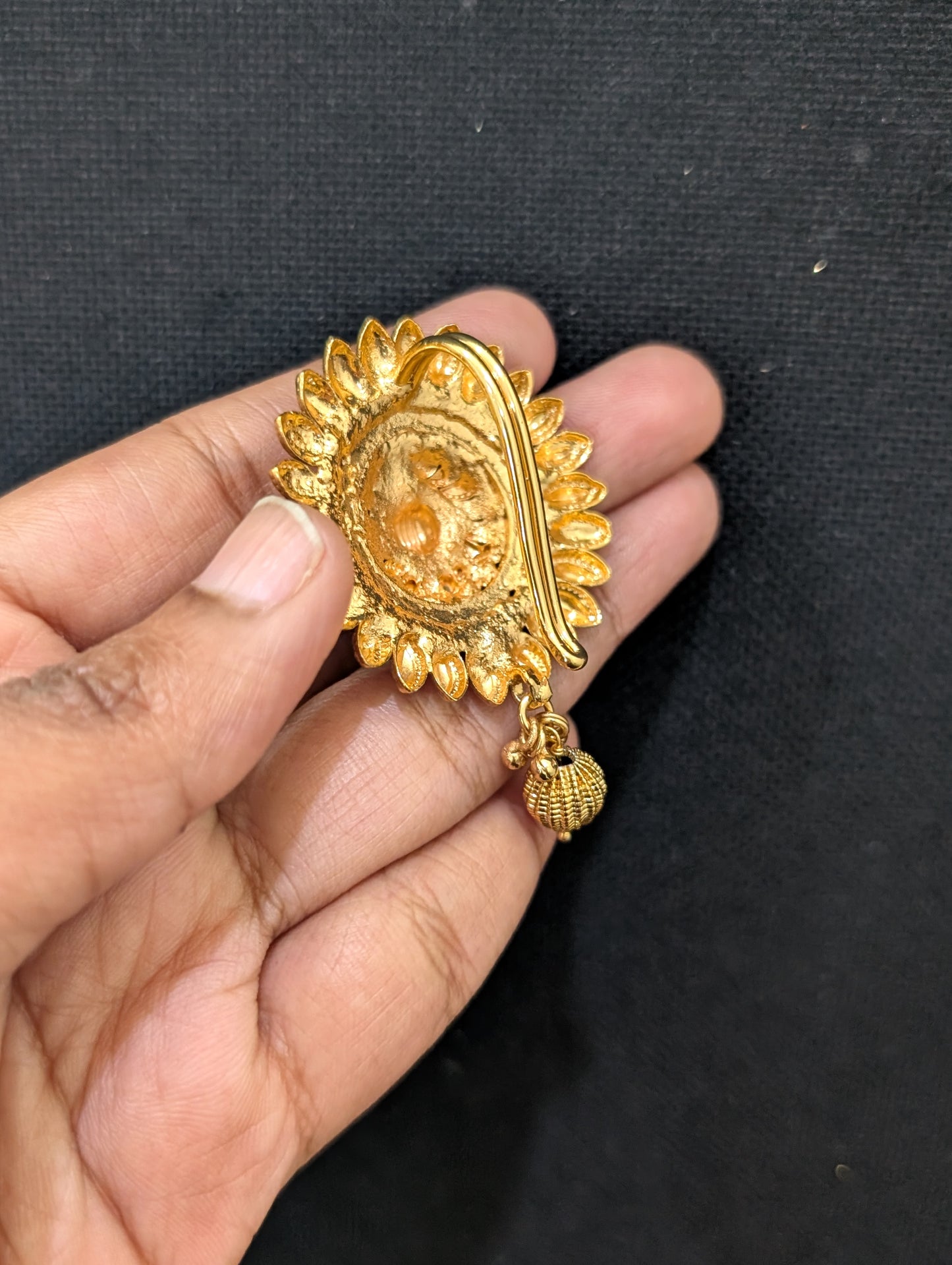 Gold plated Sunflower Clip on Hair Brooch