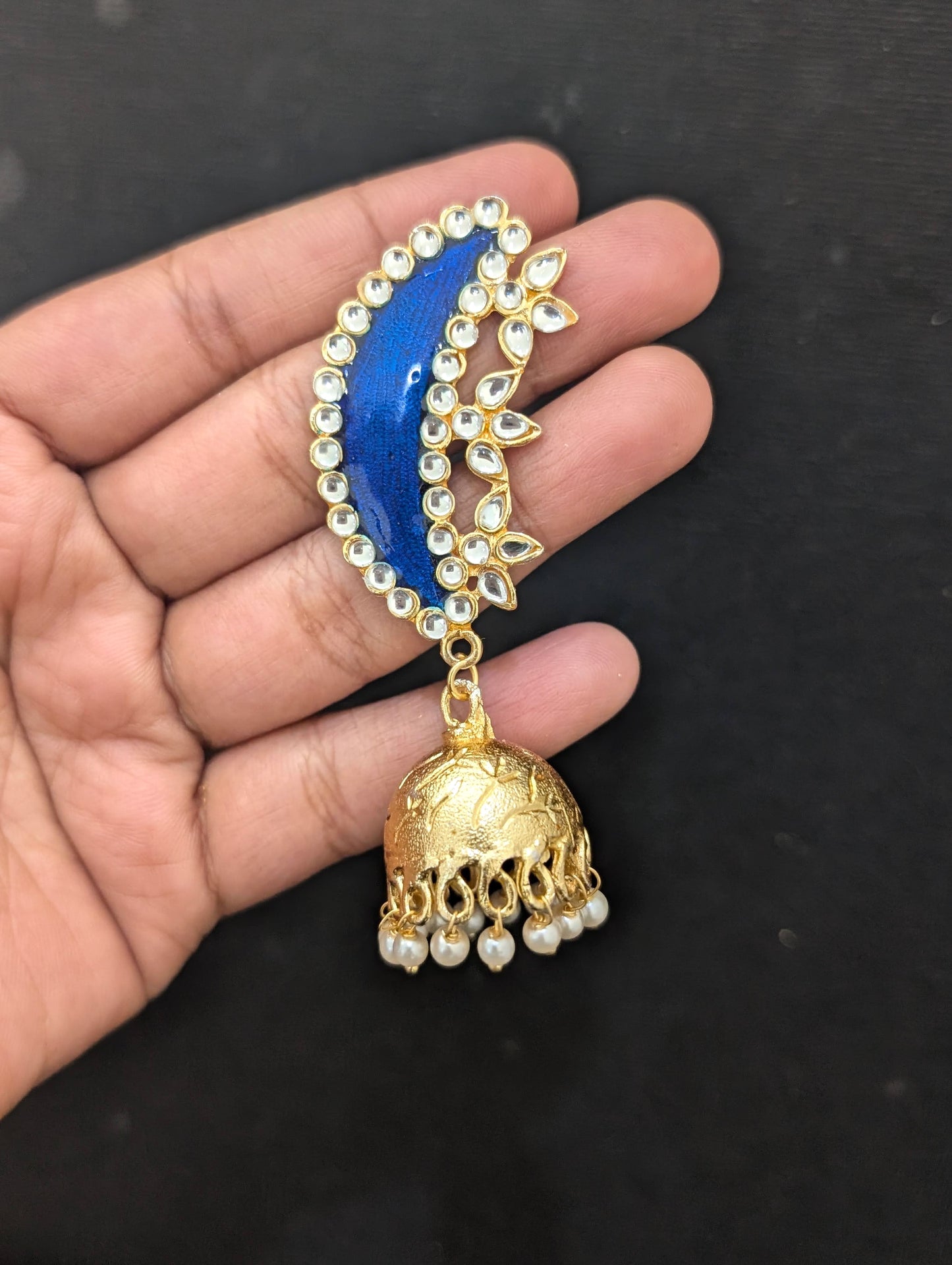 Crescent Enamel Jhumka Earrings