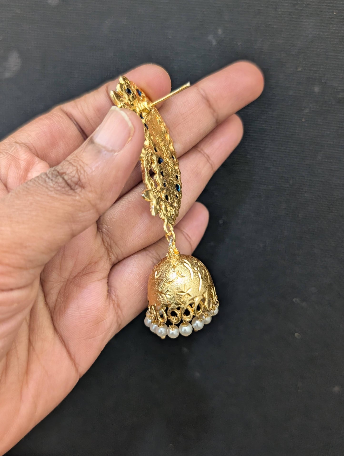 Crescent Enamel Jhumka Earrings