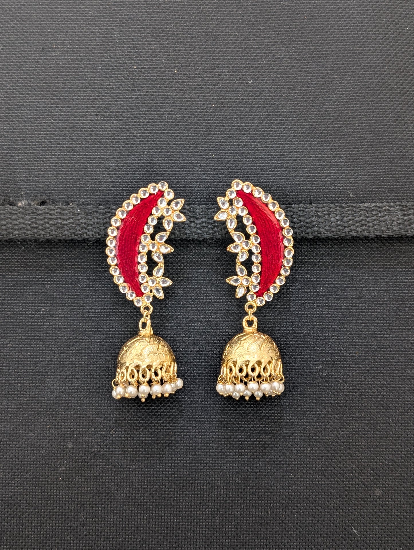Crescent Enamel Jhumka Earrings