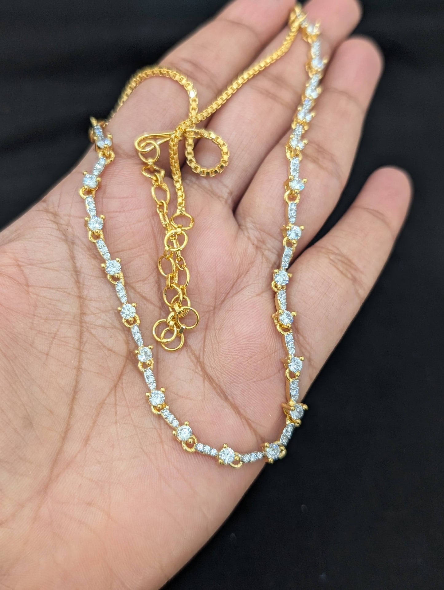 One gram gold plated Simple CZ necklace