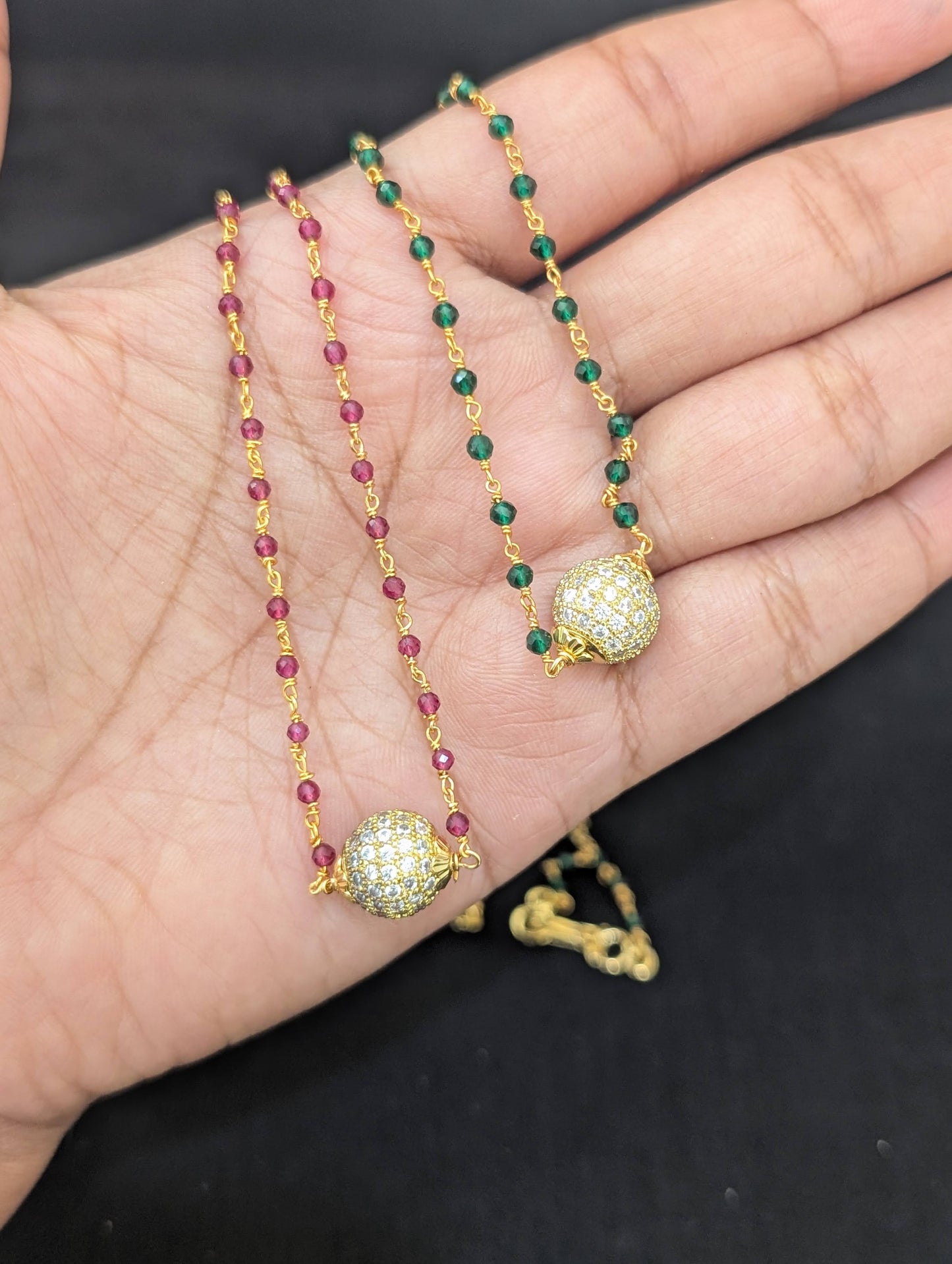 Micro gold plated CZ ball Chain necklace