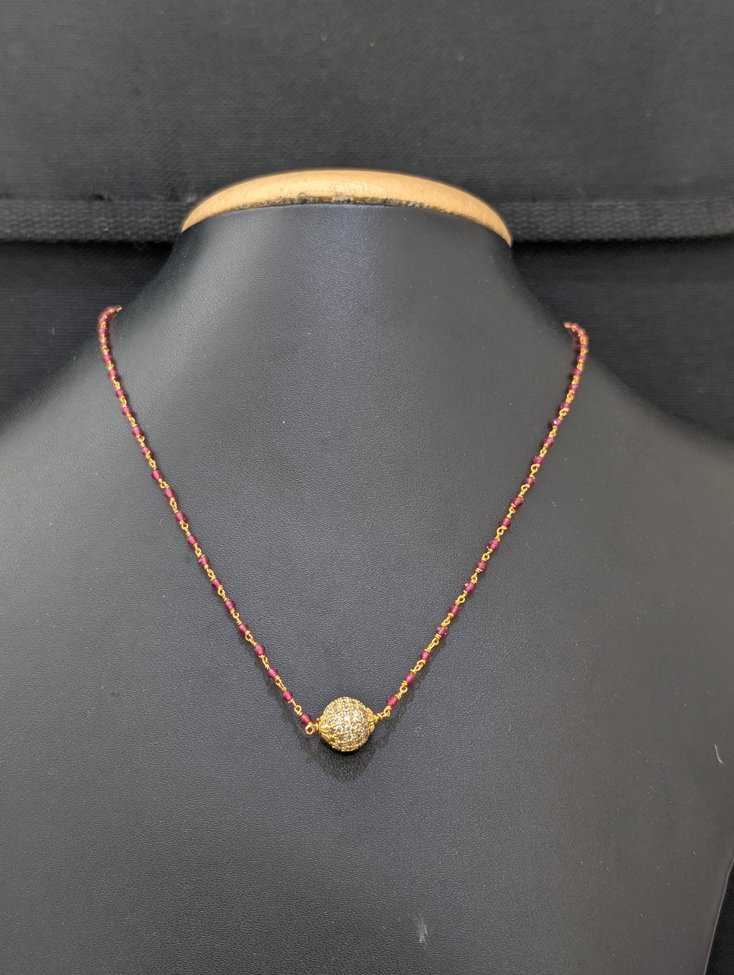 Micro gold plated CZ ball Chain necklace