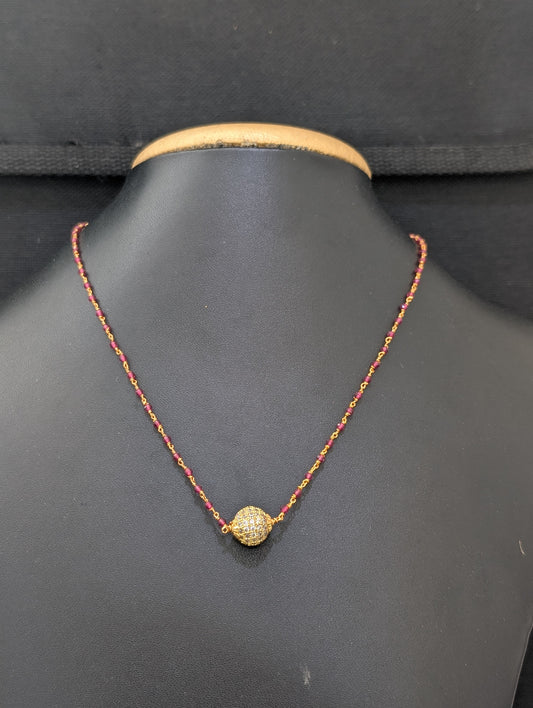 Micro gold plated CZ ball Chain necklace