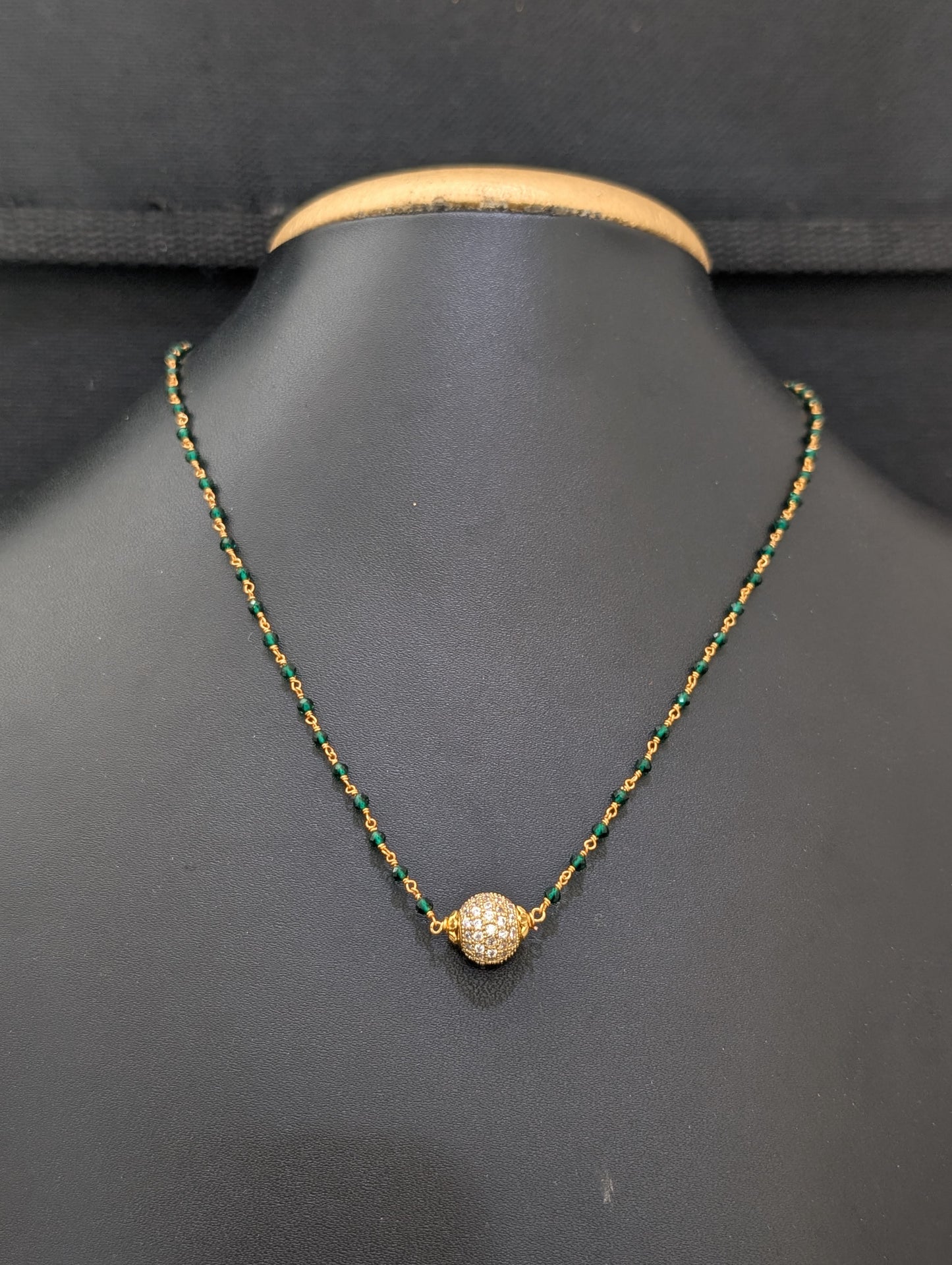 Micro gold plated CZ ball Chain necklace