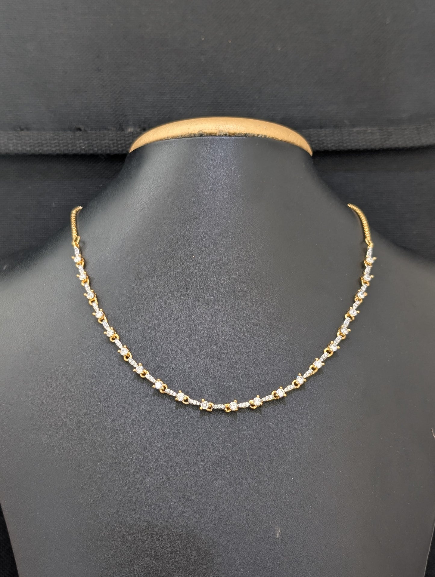 One gram gold plated Simple CZ necklace