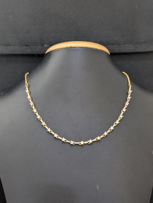 One gram gold plated Simple CZ necklace