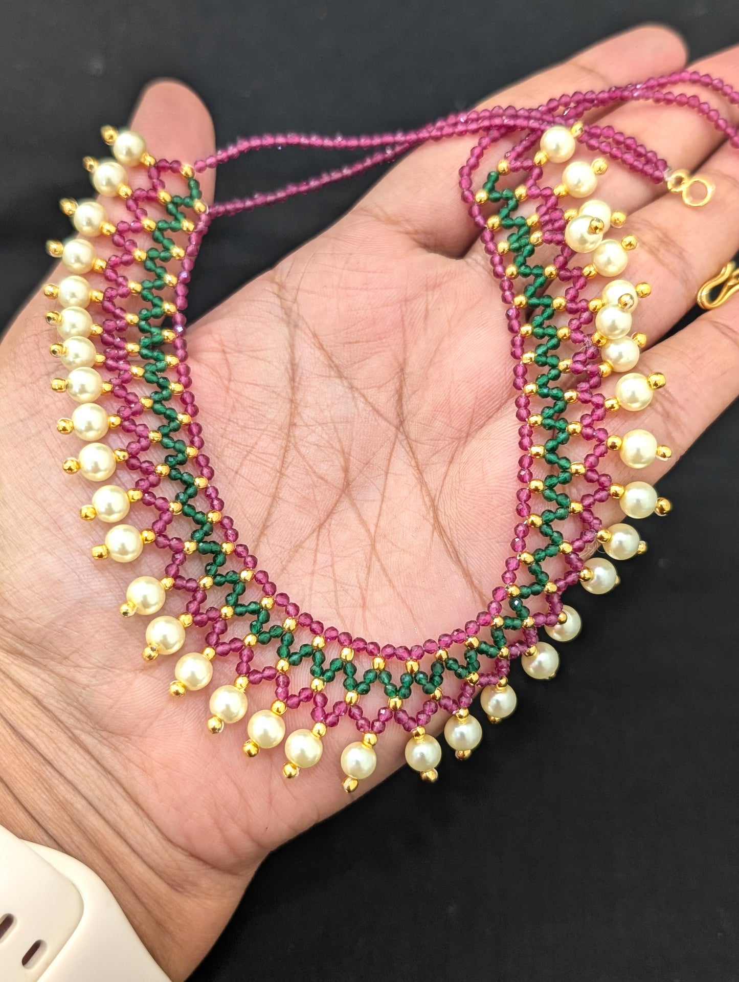 Handwoven Crystal bead Choker Necklace