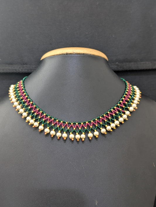 Handwoven Crystal bead Choker Necklace