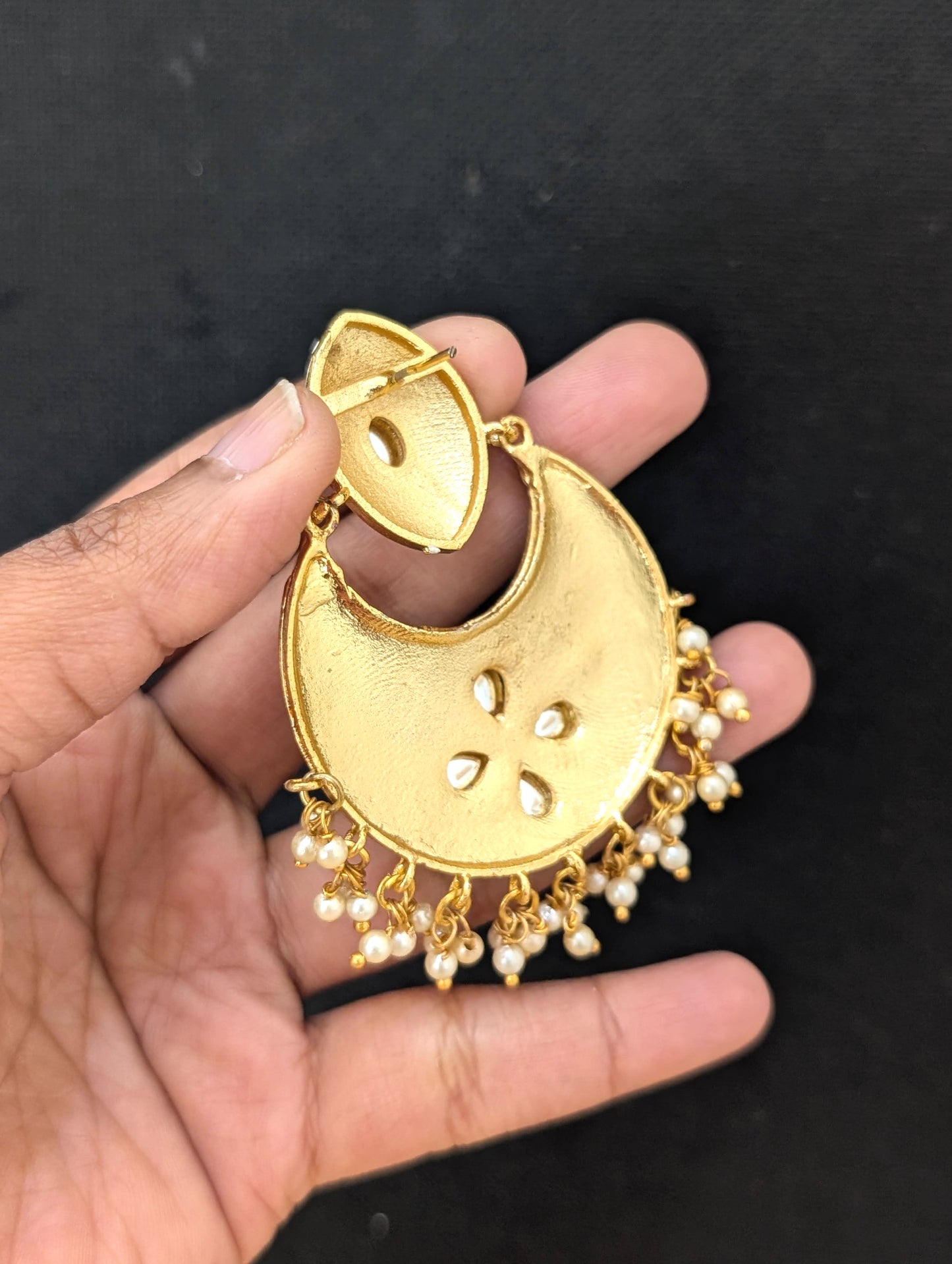 Flower Chandbali Enamel Earrings - D1