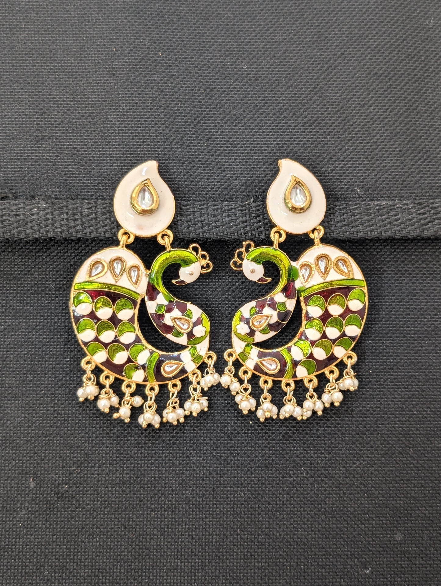 Single Peacock Chandbali Enamel Earrings