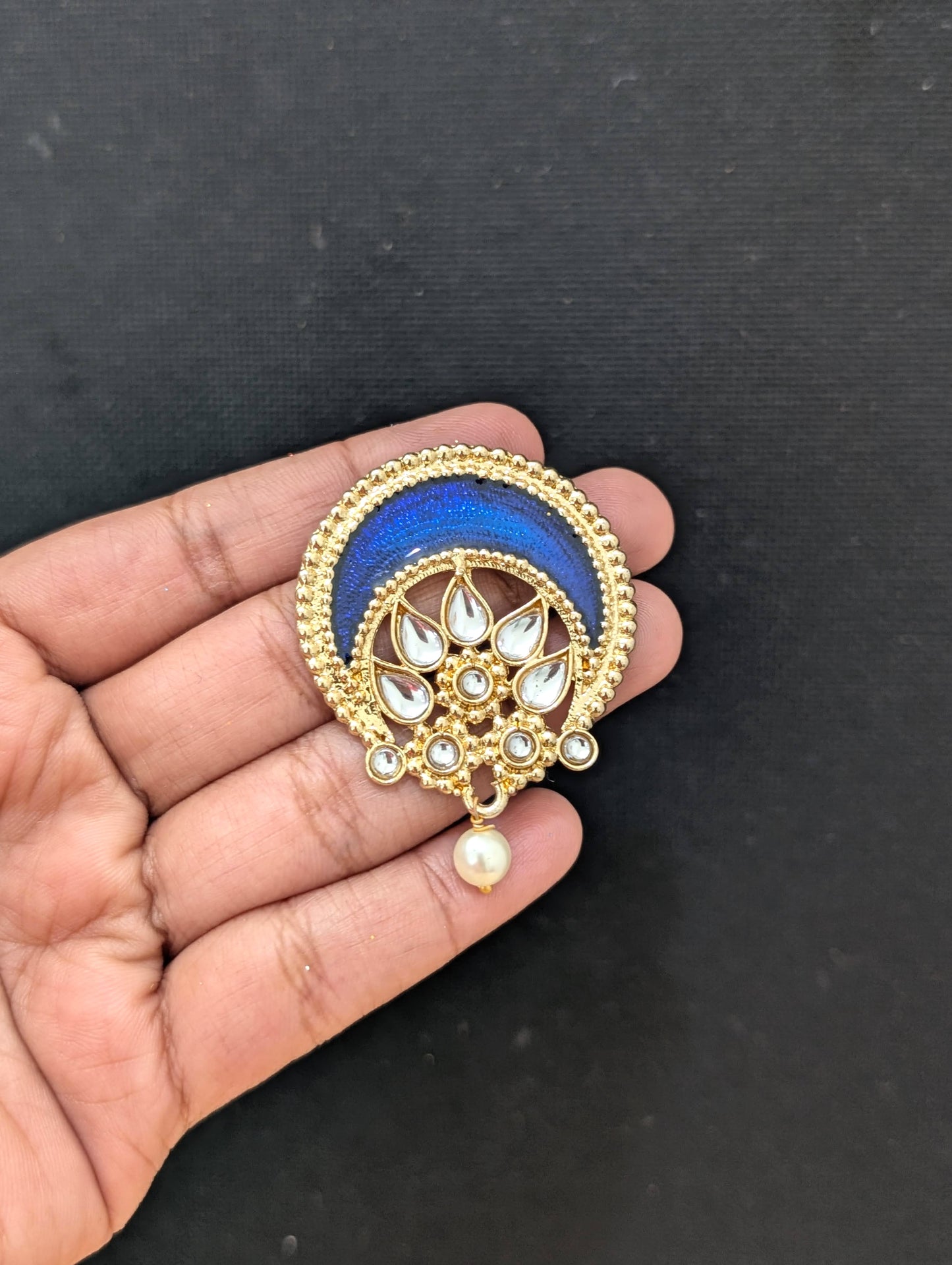 Glass Kundan Large Enamel Stud Earrings