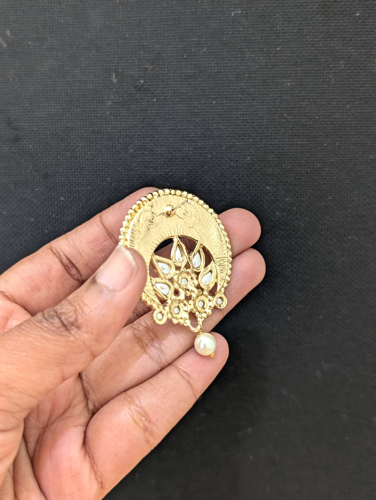 Glass Kundan Large Enamel Stud Earrings