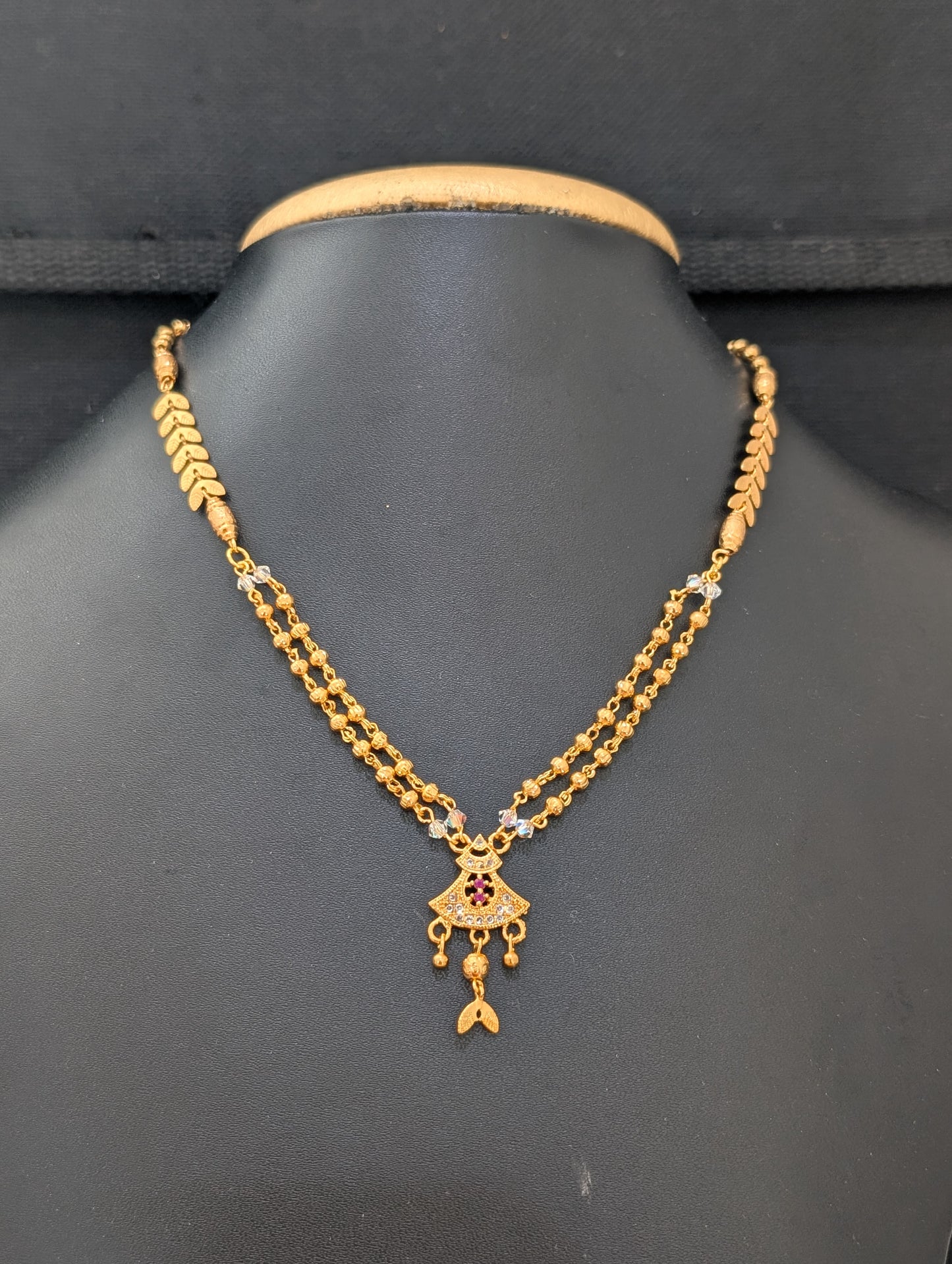 Micro gold plated CZ pendant Chain necklace - D1