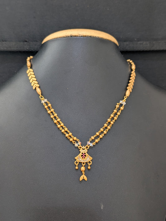 Micro gold plated CZ pendant Chain necklace - D1