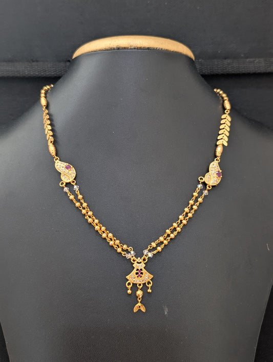Micro gold plated CZ pendant Chain necklace - D2