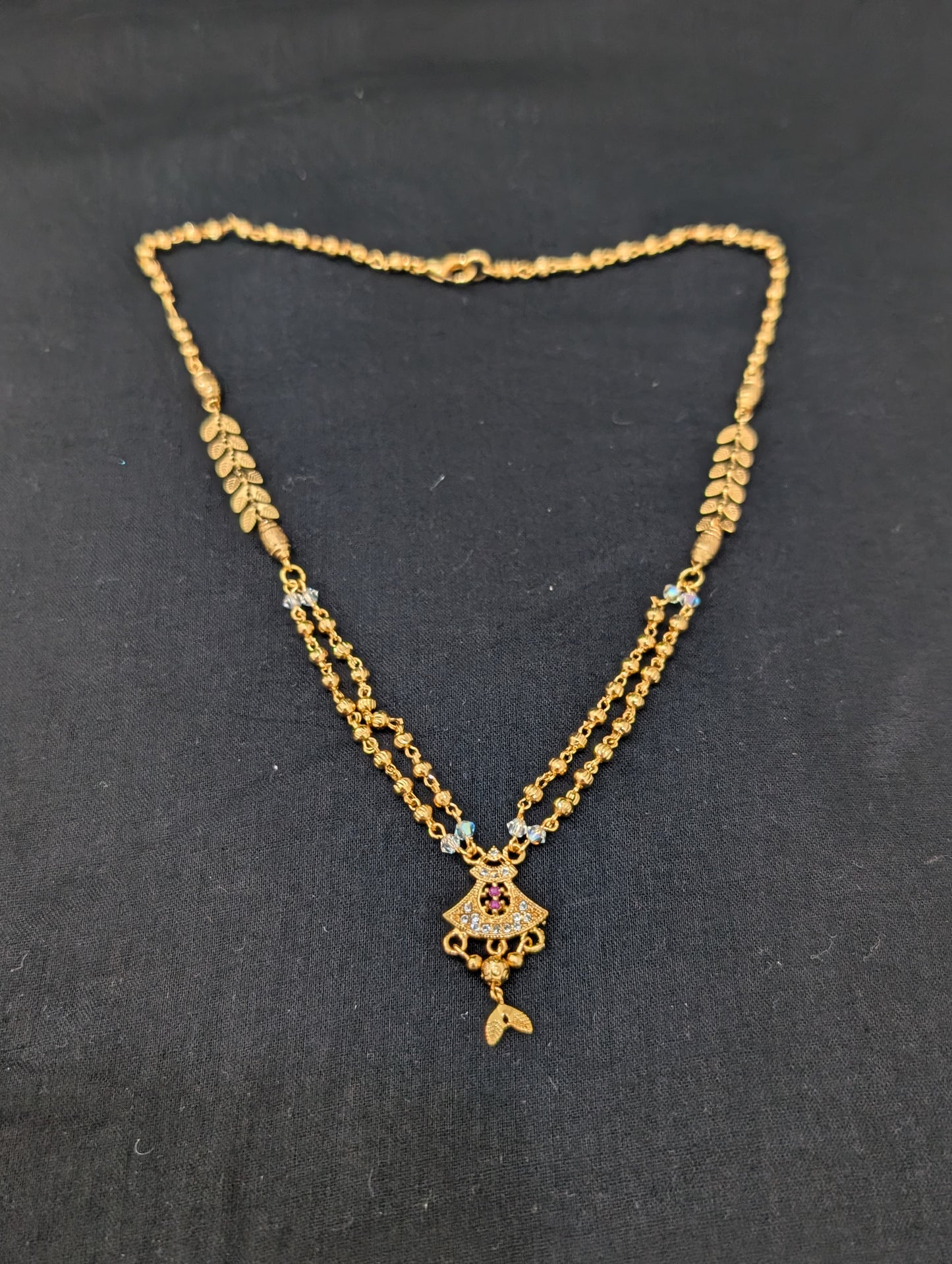 Micro gold plated CZ pendant Chain necklace - D1