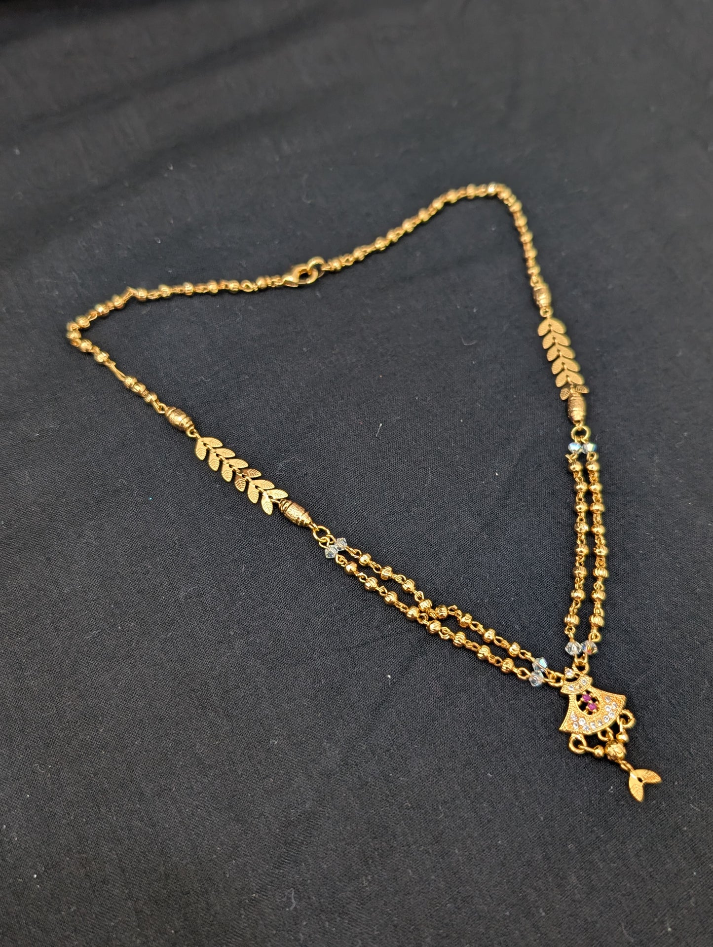 Micro gold plated CZ pendant Chain necklace - D1