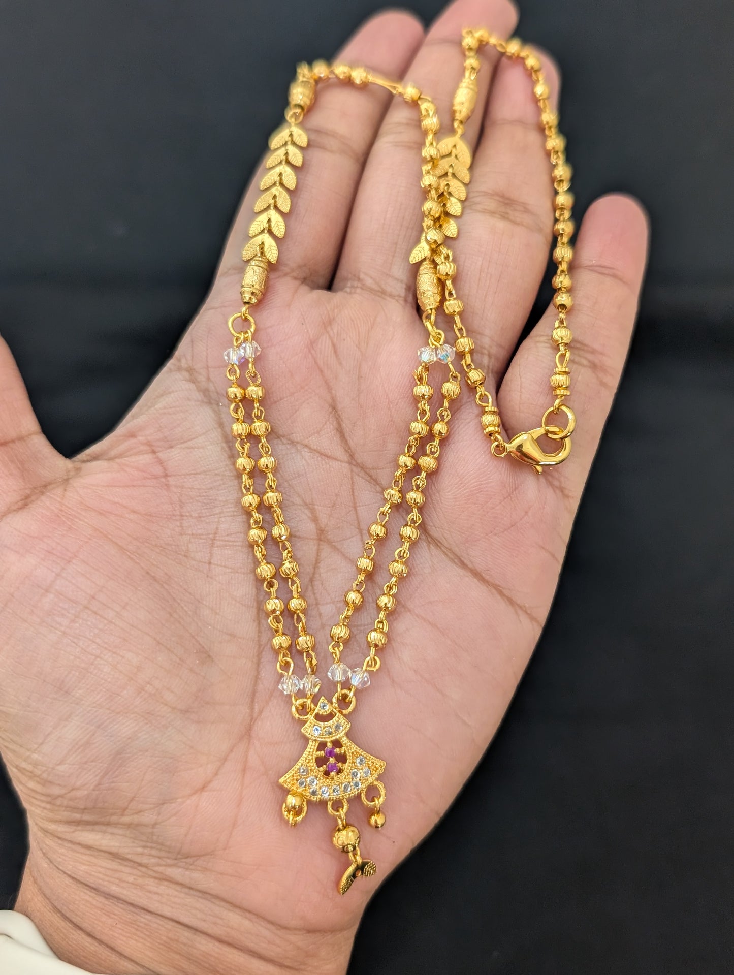 Micro gold plated CZ pendant Chain necklace - D1