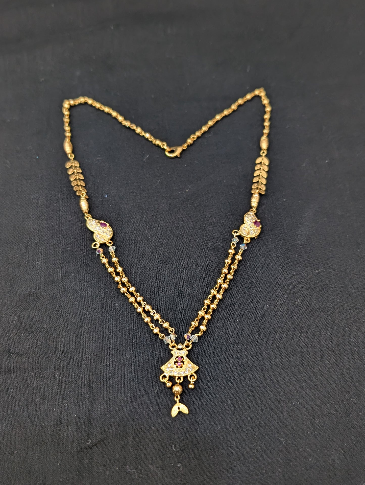 Micro gold plated CZ pendant Chain necklace - D2
