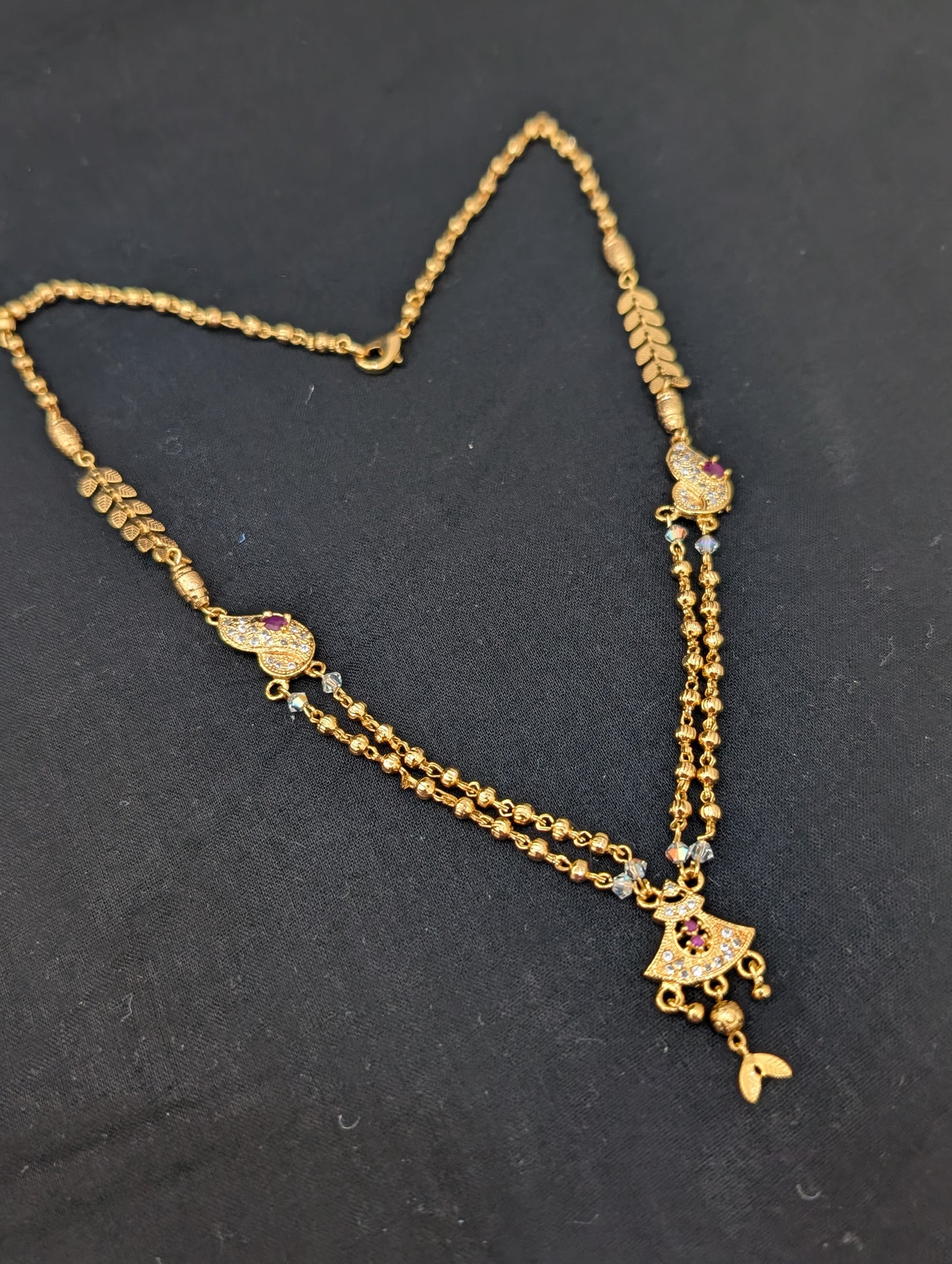 Micro gold plated CZ pendant Chain necklace - D2